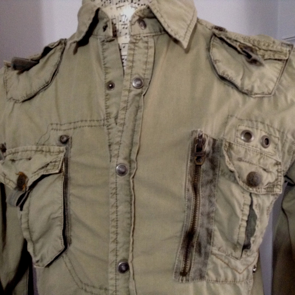 X-RAY Tactical Utility Shirt Mens Med Khaki Beige Cargo Military Workwear